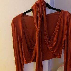 Shein cross tie crop top